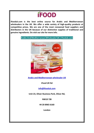 Arabic and Mediterranean wholesaler UK