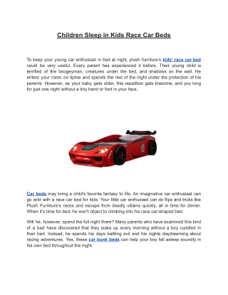 Children Sleep in Kids Race Car Beds
