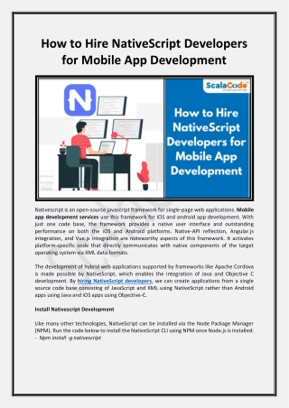 How to Hire NativeScript Developers for Mobile App Development - ScalaCode