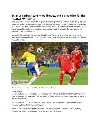 Brazil vs Serbia-Team news, lineups, and a prediction for the Football World Cup