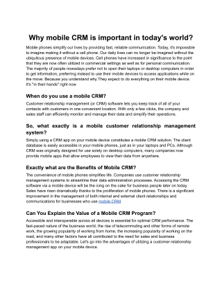 Why mobile CRM is important in today's world .docx