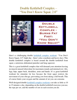 Double Kettlebell Complex – “You Don’t Know Squat, 2.0”