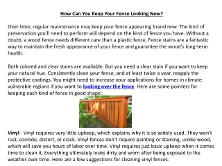 Presentation1   How Can You Keep Your Fence Looking New?