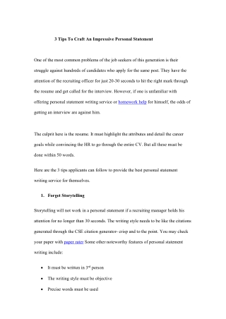3 Tips To Craft An Impressive Personal Statement