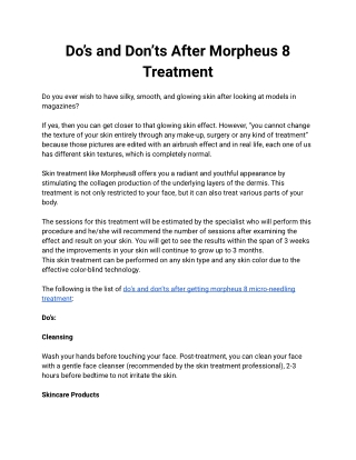Do’s and Don’ts After Morpheus 8 Treatment