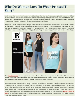 Why Do Women Love To Wear Printed T-Shirt ?