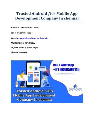 Trusted Android /ios Mobile App Development Company In chennai