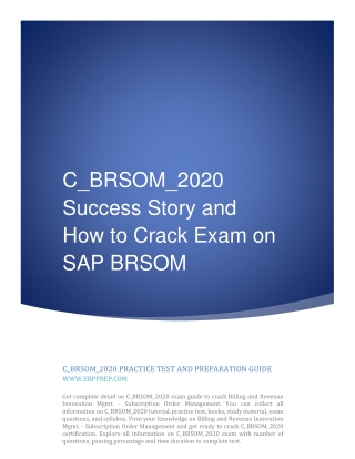 C_BRSOM_2020 Success Story and How to Crack Exam on SAP BRSOM