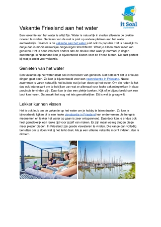 Vakantie Friesland aan het water