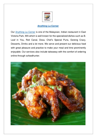 Up to 10% off order now - Anything La Corner menu