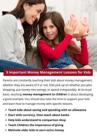 5 Important Money Management Lessons for Kids