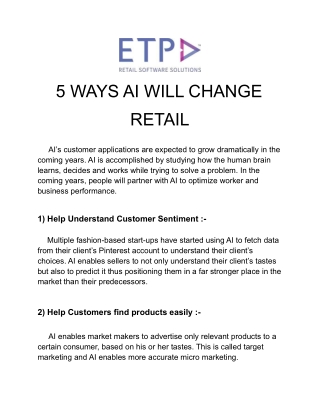 5 WAYS AI WILL CHANGE RETAIL