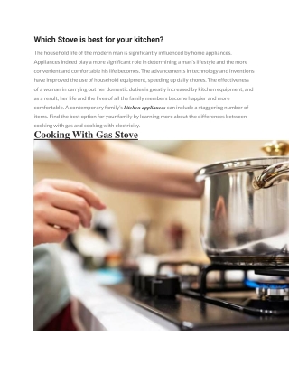 Which Stove is best for your kitchen