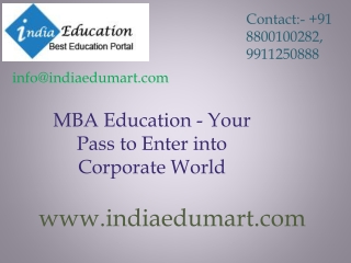 MBA Education - Your Pass to Enter into Corporate World