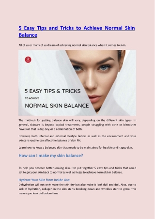 5 Easy Tips and Tricks to Achieve Normal Skin Balance