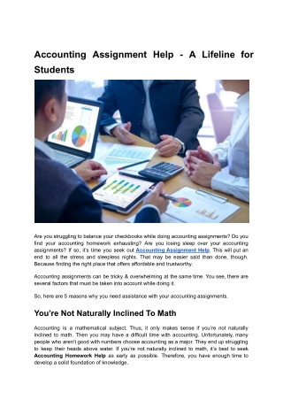 5 Reasons Why You Require Accounting Assignment Help!