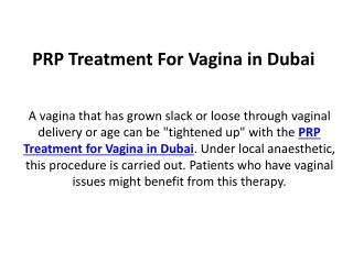 PRP Treatment for Vagina in Dubai