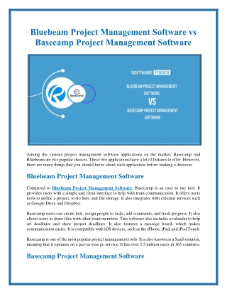 Bluebeam Project Management Software vs Basecamp Project Management Software