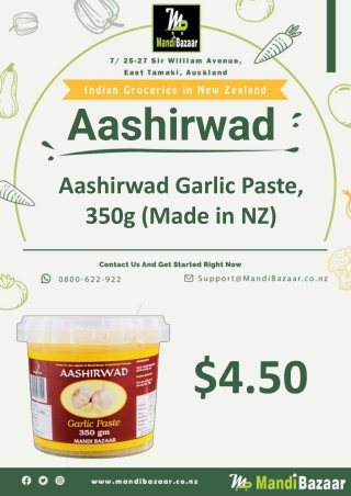 Aashirwad Garlic Paste, 350g (Made in NZ) - Mandi Bazaar