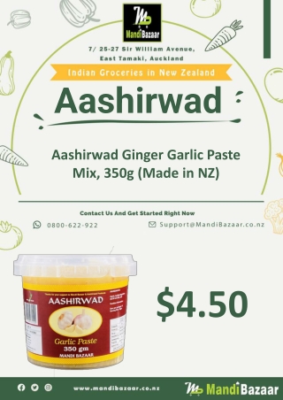 Aashirwad Ginger Garlic Paste Mix, 350g (Made in NZ) - Mandi Bazaar