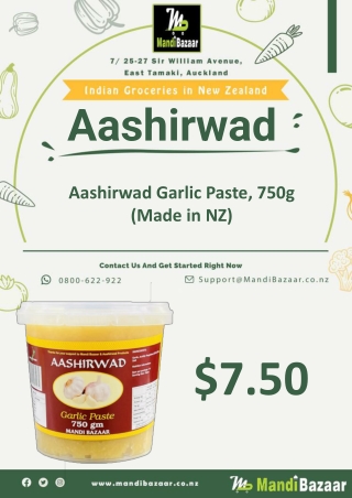 Aashirwad Garlic Paste, 750g (Made in NZ) - Mandi Bazaar