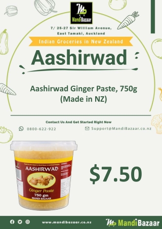 Aashirwad Ginger Paste, 750g (Made in NZ) - Mandi Bazaar
