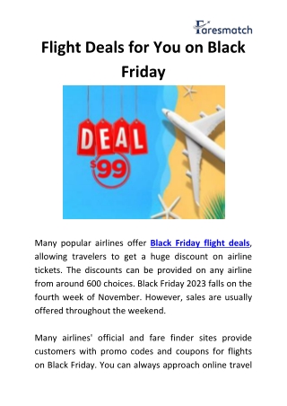 Flight deals for you on Black Friday