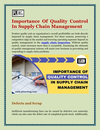 Importance Of Quality Control In Supply Chain Management