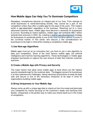 How Mobile Apps Can Help You To Dominate Competitors