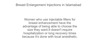 Breast Enlargement Injections in Islamabad