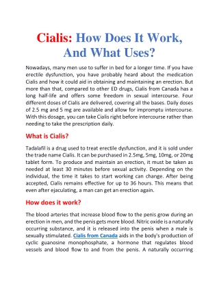 Cialis How does it work, and what uses