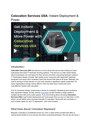 Colocation Services USA_ Instant Deployment & Power