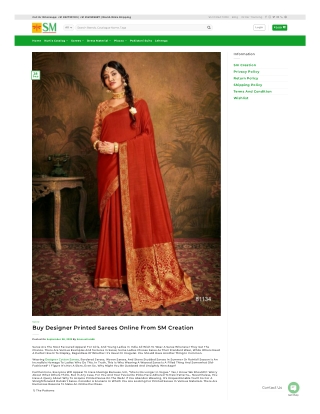 Buy Designer Printed Sarees Online From SM Creation