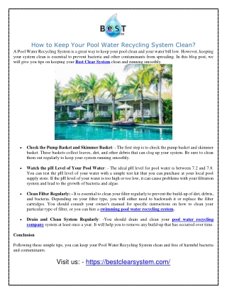 pool water recycling company