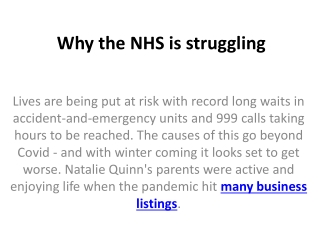 Why the NHS is struggling