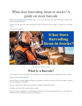 What does barcoding mean in stocks? A guide on stock barcode