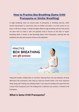 How to Practice Box Breathing (Sama Vritti Pranayama or Similar Breathing)