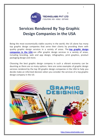 Services Rendered by Top Graphic Design Companies in the USA