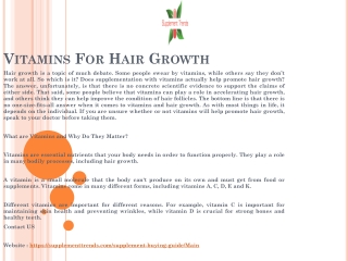 Vitamins For Hair Growth