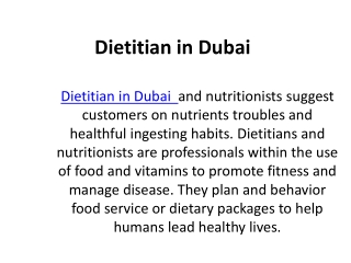 Dietitian in Dubai