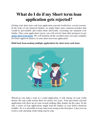 What do I do if my Short term loan application gets rejected?