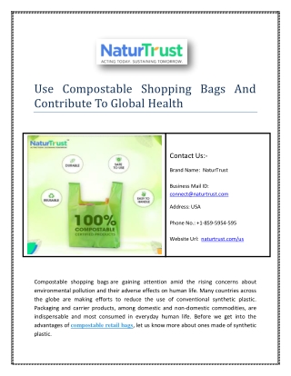 Use Compostable Shopping Bags And Contribute To Global Health