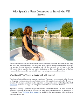 Why Spain Is a Great Destination to Travel with VIP Escorts