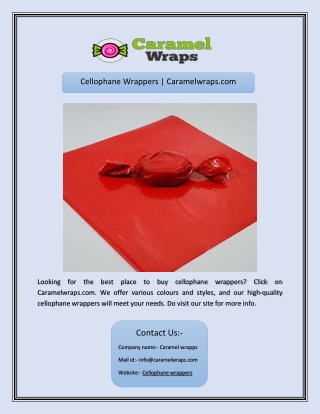 Cellophane Wrappers | Caramelwraps.com