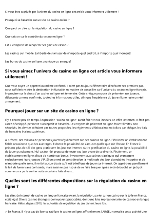 Les aspects positifs des casinos en ligne
