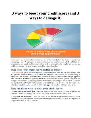 3 ways to boost your credit score (and 3 ways to damage it)