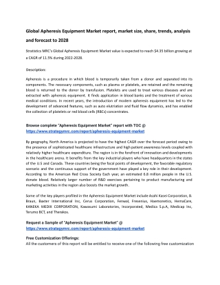Apheresis Equipment Market