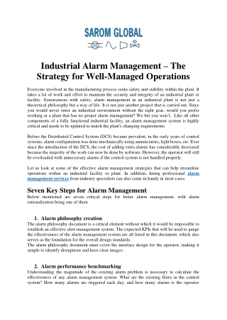 Industrial Alarm Management