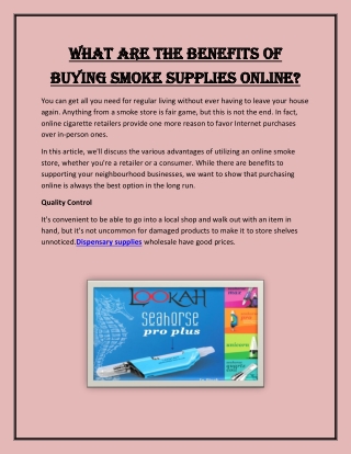 What are the benefits of buying smoke supplies online?