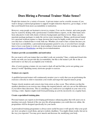 Does Hiring a Personal Trainer Make Sense?